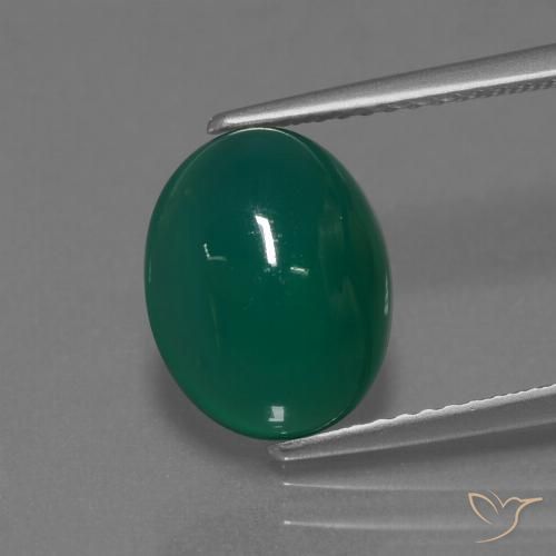 3.76ct Natural Medium Dark Green Agate, Oval, Translucent