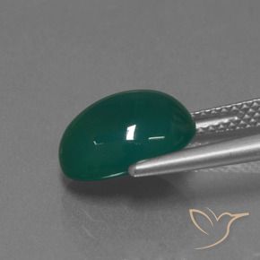 Agate Gemstone in 11 x 9 mm (calibrated) Size for Sale, Agate Stone in Medium Dark Green Color