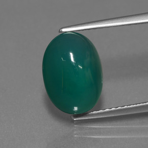 3.43 ct Green Agate Gemstone, Agate Gem in Oval Cabochon Shape for Sale.