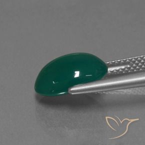 Agate Gemstone in 11.1 x 8.4 mm Size for Sale, Agate Stone in Medium Green Color