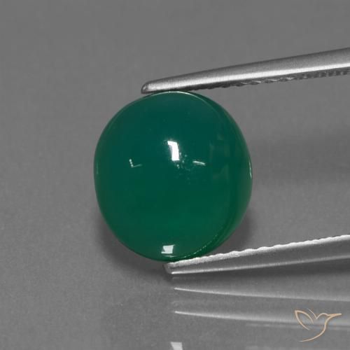 3.53ct Natural Medium Dark Green Agate, Oval, Translucent