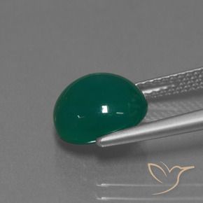 Agate Gemstone in 9.8 x 9.2 mm Size for Sale, Agate Stone in Medium Dark Green Color