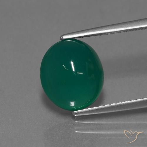 3.49ct Natural Medium Dark Green Agate, Oval, Translucent