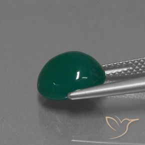 Agate Gemstone in 9.9 x 8.8 mm Size for Sale, Agate Stone in Medium Dark Green Color