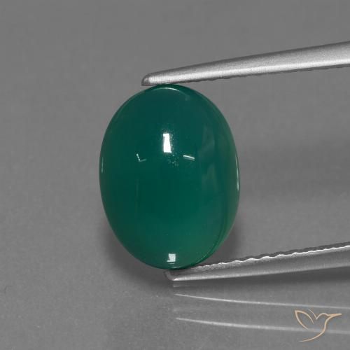 3.18ct Natural Medium Dark Green Agate, Oval, Translucent
