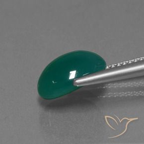 Agate Gemstone in 10.5 x 8 mm Size for Sale, Agate Stone in Medium Dark Green Color