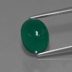 3.31 ct Green Agate Gemstone, Agate Gem in Oval Cabochon Shape for Sale.