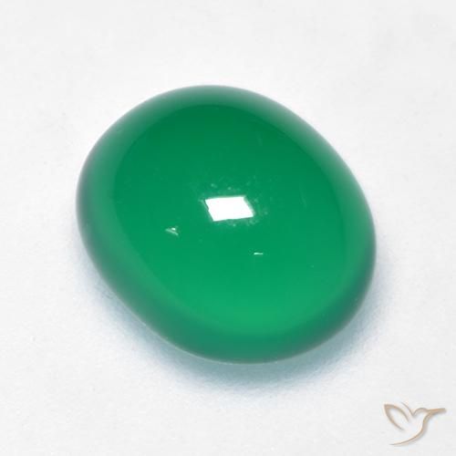 3.5 ct Green Agate, 10.2 x 8.6 mm Oval Cut From India, Photo A