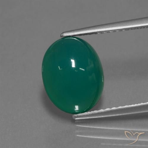 3.50ct Natural Medium Green Agate, Oval, Translucent
