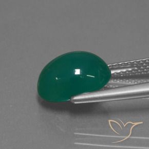 Agate Gemstone in 10.6 x 8.4 mm Size for Sale, Agate Stone in Medium Green Color