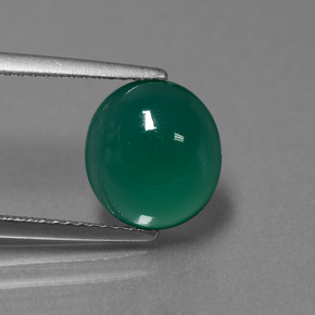 Medium Dark Green Agate Gem - 3.4ct Oval Cabochon (ID: 443861)