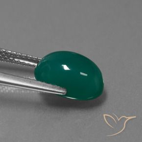 Agate Gemstone in 10.9 x 7.9 mm Size for Sale, Agate Stone in Medium Dark Green Color
