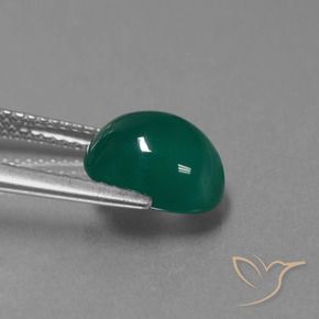 Agate Gemstone in 9.8 x 8.4 mm Size for Sale, Agate Stone in Medium Green Color