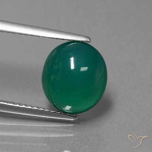 Agata verde da 3,54 ct, taglio ovale da 10,2 x 9,1 mm dall'India, Photo A