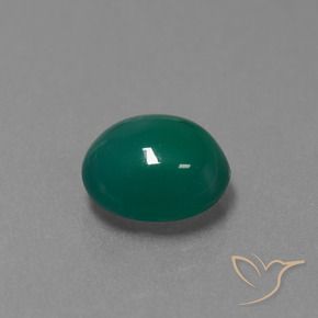 3.54 ct Green Agate Stone, Natural Agate in Oval Cabochon Shape for Sale