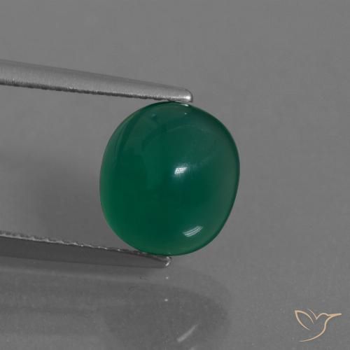 2.99ct Natural Medium Deep Green Agate, Oval, Translucent