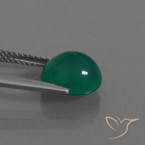Agate Gemstone in 9.3 x 8.3 mm Size for Sale, Agate Stone in Medium Deep Green Color