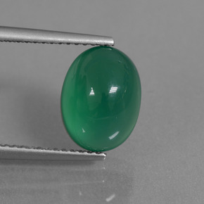 Forest Green Agate Gem - 3.5ct Oval Cabochon (ID: 443907)
