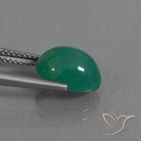 Agate Gemstone in 10.5 x 8 mm Size for Sale, Agate Stone in Pine Green Color
