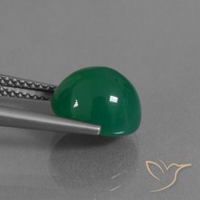 Agate Gemstone in 10 x 8.5 mm Size for Sale, Agate Stone in Medium Green Color