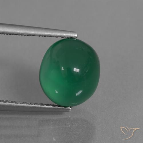 3.66ct Natural Medium Emerald Green Agate, Oval, Translucent