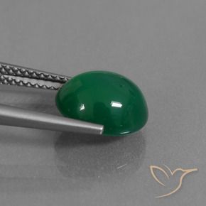 Agate Gemstone in 10.1 x 9.1 mm Size for Sale, Agate Stone in Medium Deep Green Color