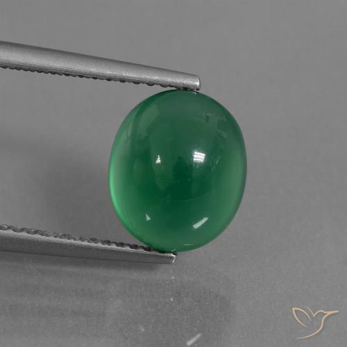 Agata verde da 3,46 ct, taglio ovale da 10 x 8,5 mm dall'India, Photo A