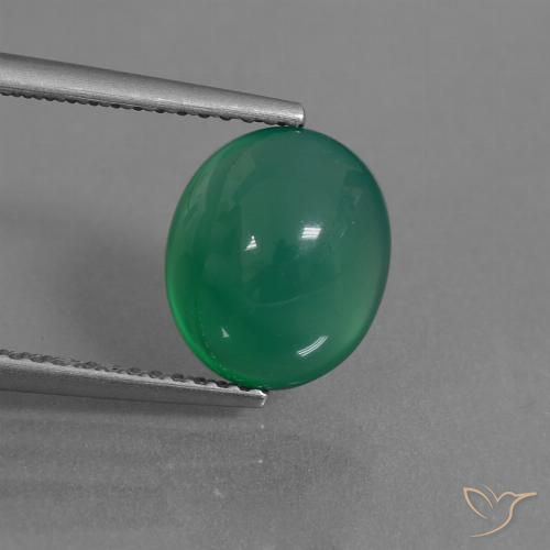 3.19ct Natural Warm Green Agate, Oval, Translucent