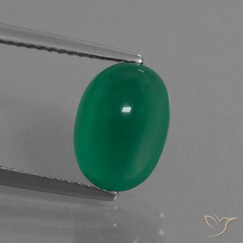 3.62ct Natural Medium Green Agate, Oval, Translucent, Photo A