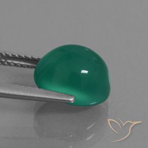 Agate Gemstone in 10.1 x 8.5 mm Size for Sale, Agate Stone in Pine Green Color
