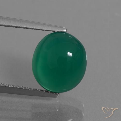 3.36 ct Green Agate, 9.8 x 8.8 mm Oval Cut From India, Photo A