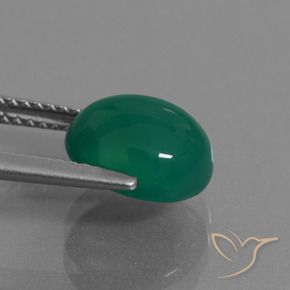 Agate Gemstone in 9.8 x 8.8 mm Size for Sale, Agate Stone in Forest Green Color