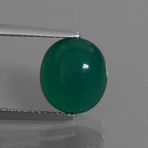 10 x 8.8mm Oval Cabochon Green Agate from India, Weight of 3.48ct, Natural dyed gemstone in Translucent Clarity, 1pc Agate - the Color is Green, Mohs Hardness of 6.5 - 7 suitable for daily wear jewelry, Photo A