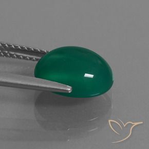 Agate Gemstone in 10.2 x 8.7 mm Size for Sale, Agate Stone in Pine Green Color