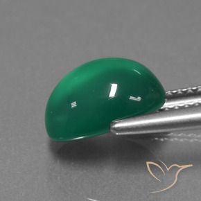 Agate Gemstone in 10 x 7 mm (calibrated) Size for Sale, Agate Stone in Forest Green Color