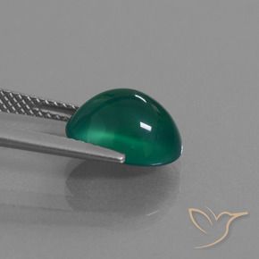 Agate Gemstone in 10.9 x 8.6 mm Size for Sale, Agate Stone in Forest Green Color