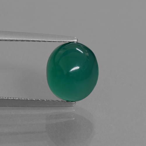 Forest Green Agate Gem - 3.6ct Oval Cabochon (ID: 443984)