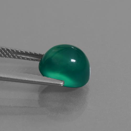 Agate Gemstone in 9.5 x 8.2 mm Size for Sale, Agate Stone in Medium Green Color