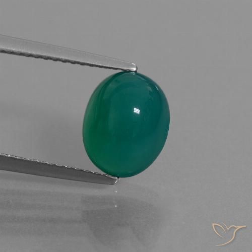9.8 x 7.9mm Oval Cabochon Green Agate from India, Weight of 3.04ct, Natural dyed Gemstone in Translucent Clarity, 1pc Agate - Color: Green, Mohs Hardness of 6.5 - 7 suitable for daily wear jewelry, Photo A