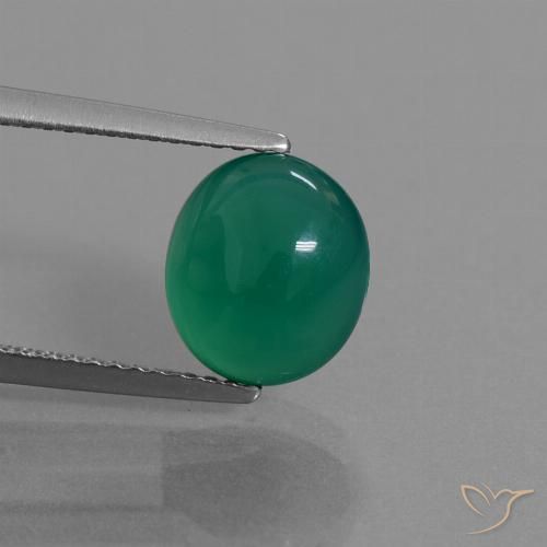 3.01 ct Green Agate, 9.4 x 8.3 mm Oval Cut From India, Photo A