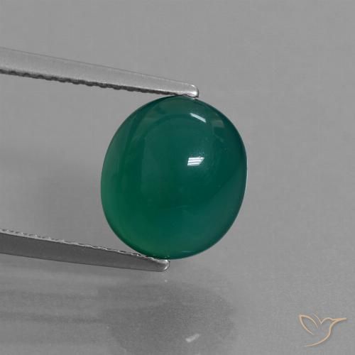 3.96ct Natural Medium Dark Green Agate, Oval, Translucent
