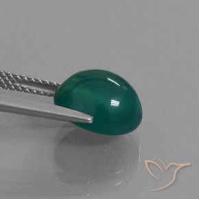 Agate Gemstone in 10.2 x 9 mm Size for Sale, Agate Stone in Medium Dark Green Color
