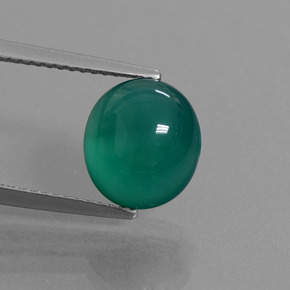 Medium Green Агат Камень - 3.4ct Овал Кабошон (ID: 443989)