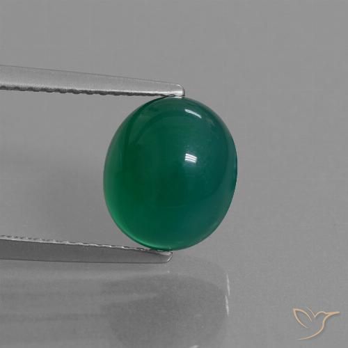 3.73ct Natural Medium Green Agate, Oval, Translucent