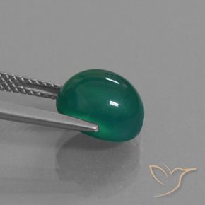 Agate Gemstone in 9.8 x 8.3 mm Size for Sale, Agate Stone in Medium Green Color