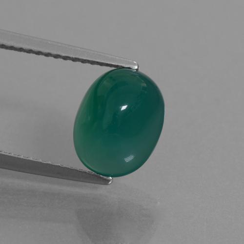 Medium Dark Green Agate Gem - 3.1ct Oval Cabochon (ID: 443993)