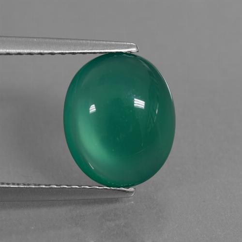 Medium Green Агат Камень - 3.5ct Овал Кабошон (ID: 444032)