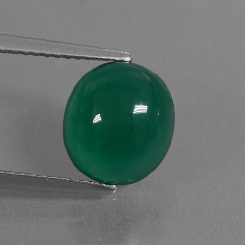 gelblich-grün Achat Edelstein - 3.3ct Oval Cabochon (ID: 444033)