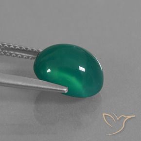 Agate Gemstone in 10.2 x 8.4 mm Size for Sale, Agate Stone in Medium Green Color
