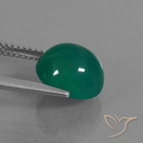 Agate Gemstone in 9.8 x 8.9 mm Size for Sale, Agate Stone in Medium Green Color